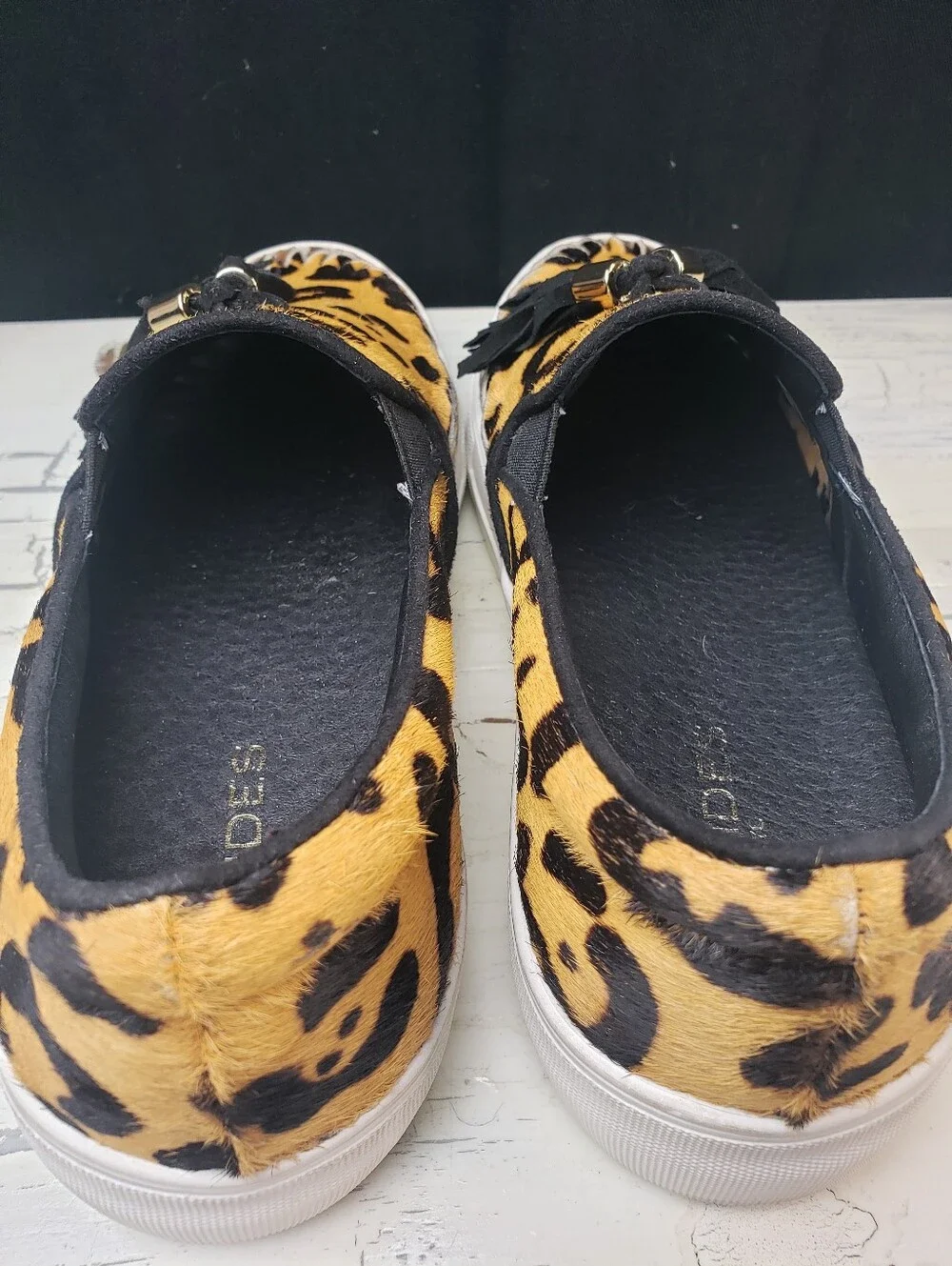 J/Slides NYC Aztec Leopard Print Calf Hair Slip-On Platform Sneakers - size 7.5